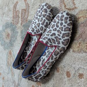 Rothy's The Loafer Leopard Pattern with Blue Accent Mocha Spot